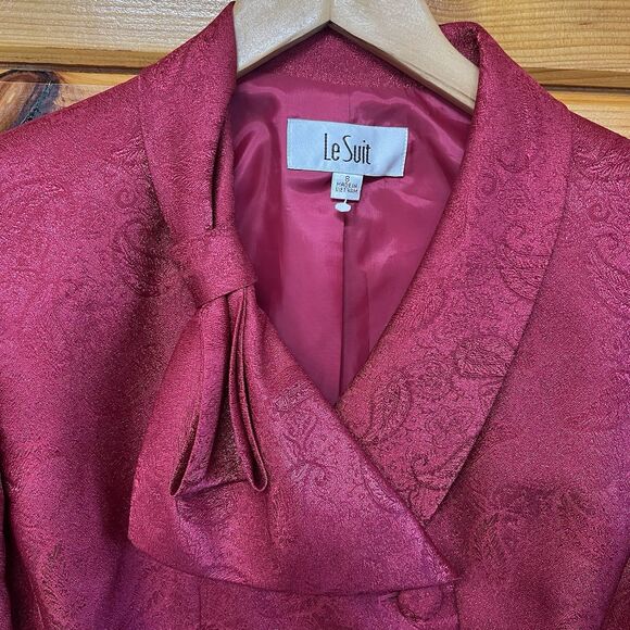 Le Suit Unique Side Button Shiny Textured Lined Blazer Jacket NWT Woman’s 8 - Picture 3 of 5